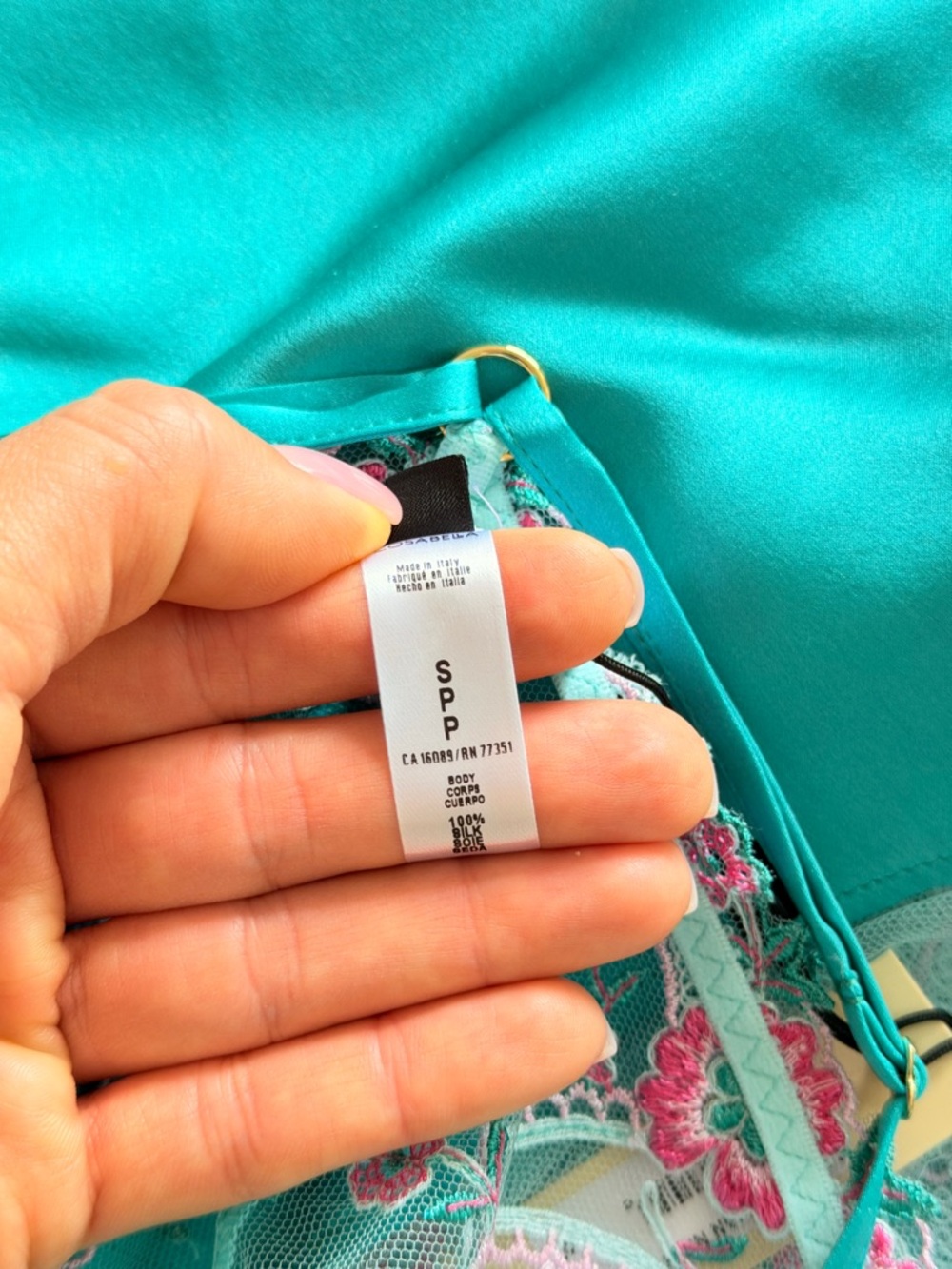 NWT! Cosabella Sanika Italian Turquoise Silk Chemise Size S with Panties Size M - Picture 12 of 16